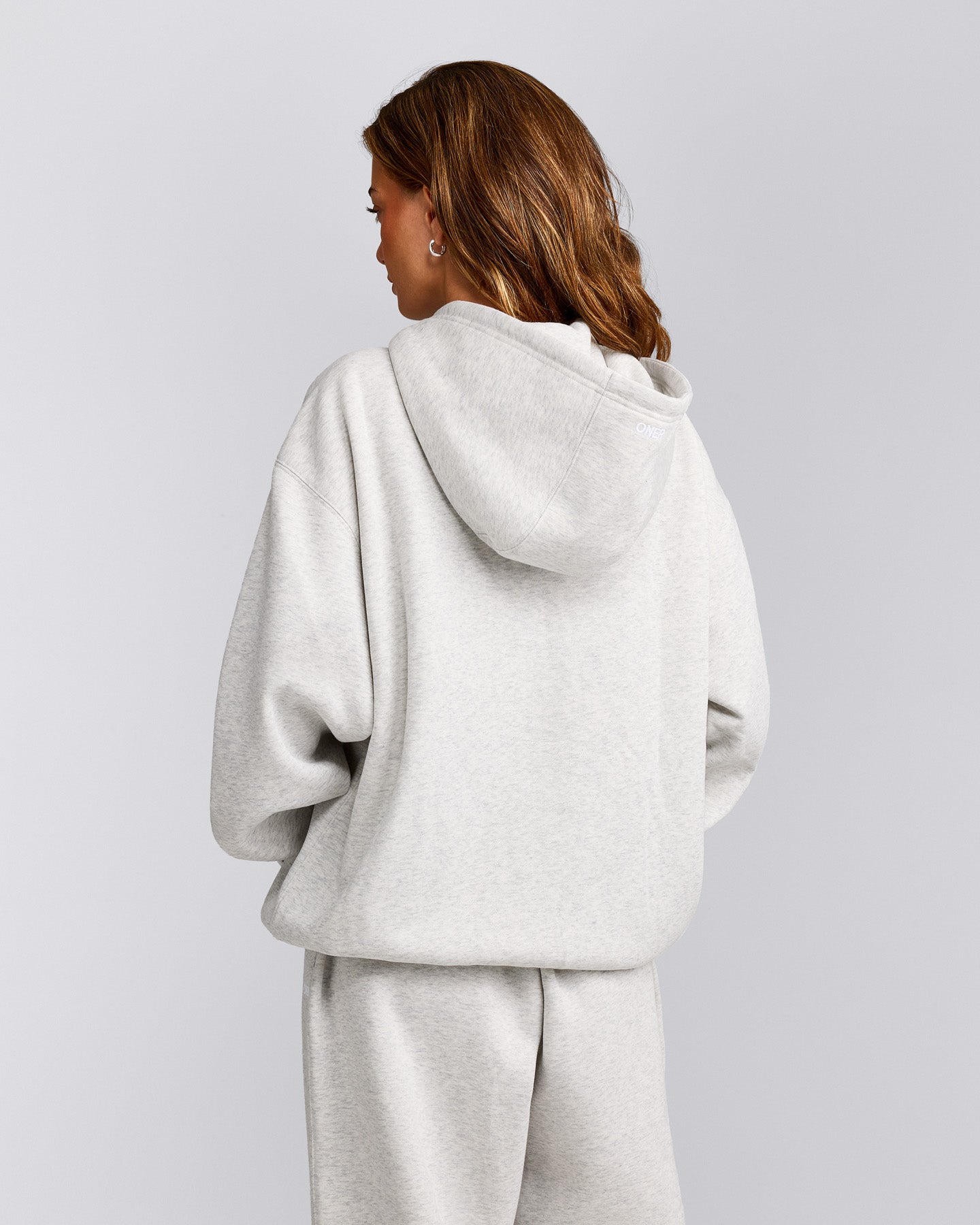 Foundations Cosy Oversized Zip Up Hoodie | Light Grey Marl