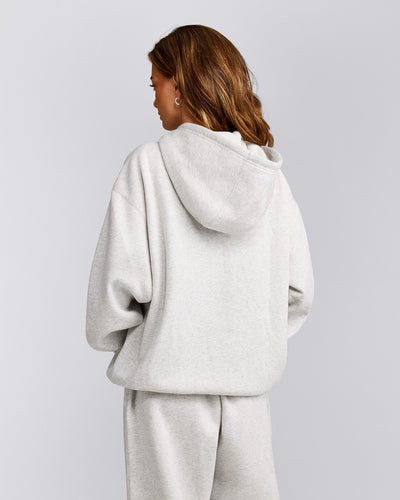 Foundations Cosy Oversized Zip Up Hoodie | Light Grey Marl