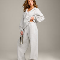 Foundations Cosy Oversized Zip Through Hoodie | Light Grey Marl