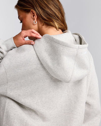 Foundations Cosy Oversized Zip Up Hoodie | Light Grey Marl