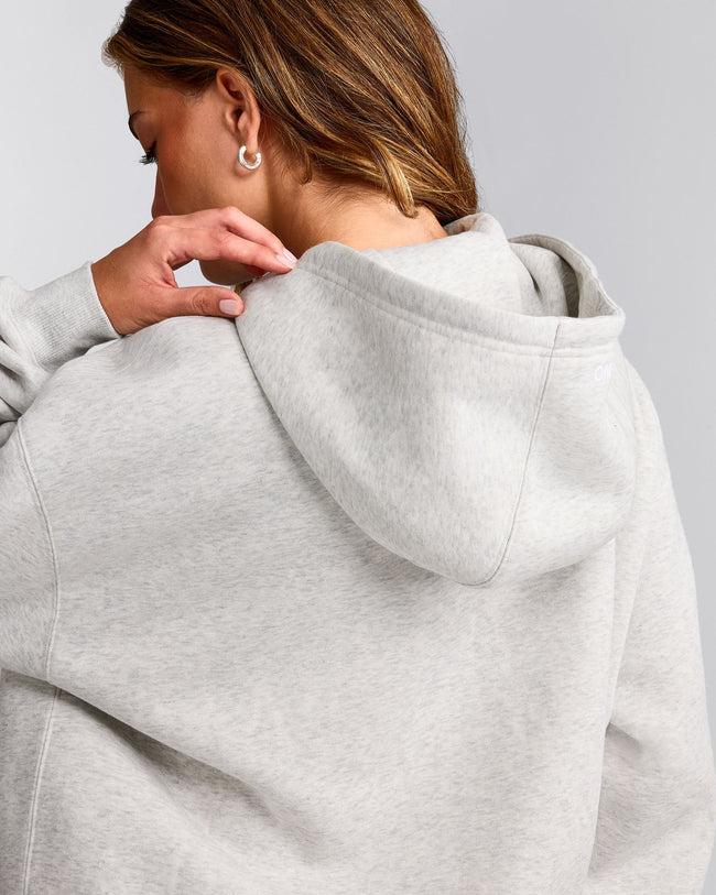 Foundations Cosy Oversized Zip Up Hoodie | Light Grey Marl