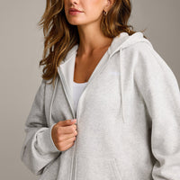 Foundations Cosy Oversized Zip Through Hoodie | Light Grey Marl