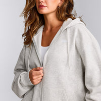 Foundations Cosy Oversized Zip Up Hoodie | Light Grey Marl