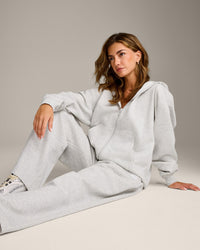 Foundations Cosy Oversized Zip Through Hoodie | Light Grey Marl
