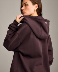 Foundations Cosy Oversized Zip Through Hoodie | Plum Brown