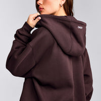 Foundations Cosy Oversized Zip Up Hoodie | Plum Brown