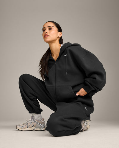 Foundations Cosy Oversized Zip Through Hoodie | Soft Black