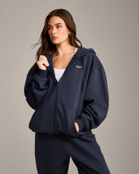Foundations Cosy Oversized Zip Through Hoodie | True Blue