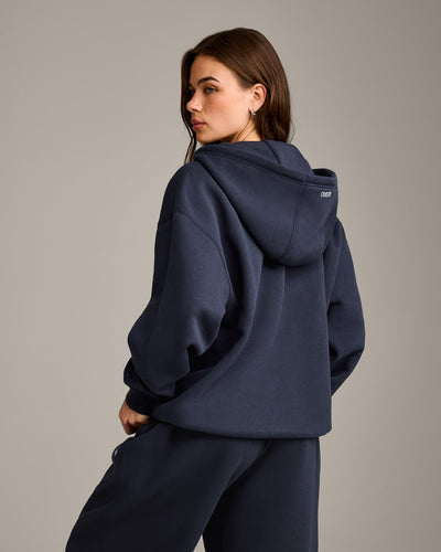Foundations Cosy Oversized Zip Through Hoodie | True Blue
