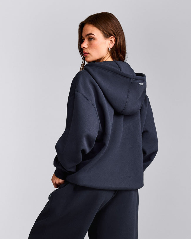 Foundations Cosy Oversized Zip Up Hoodie | True Blue