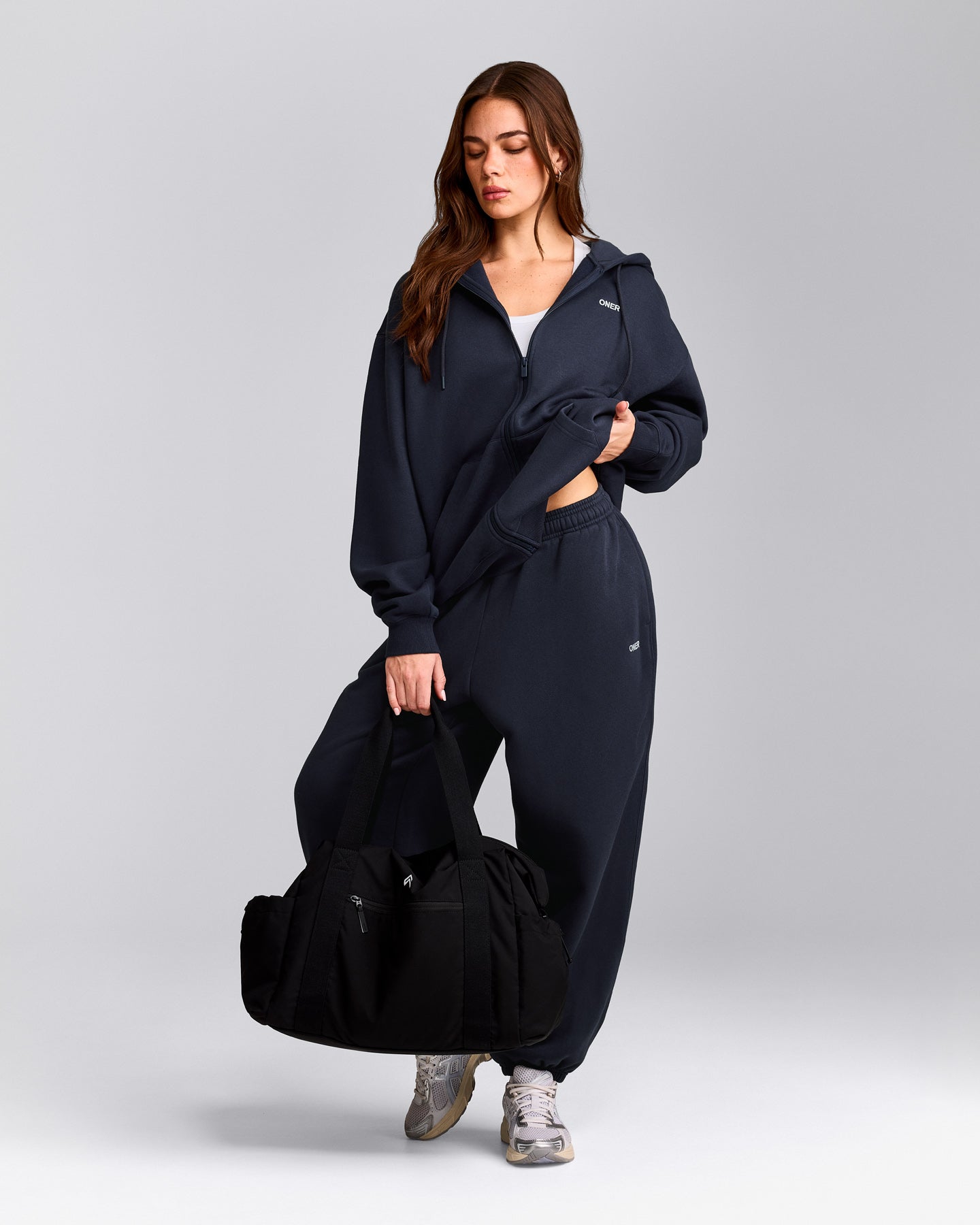 Foundations Cosy Oversized Zip Up Hoodie | True Blue