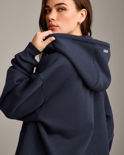 Foundations Cosy Oversized Zip Through Hoodie | True Blue