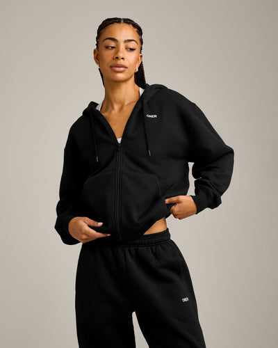 Foundations Cosy Zip Through Hoodie | Black