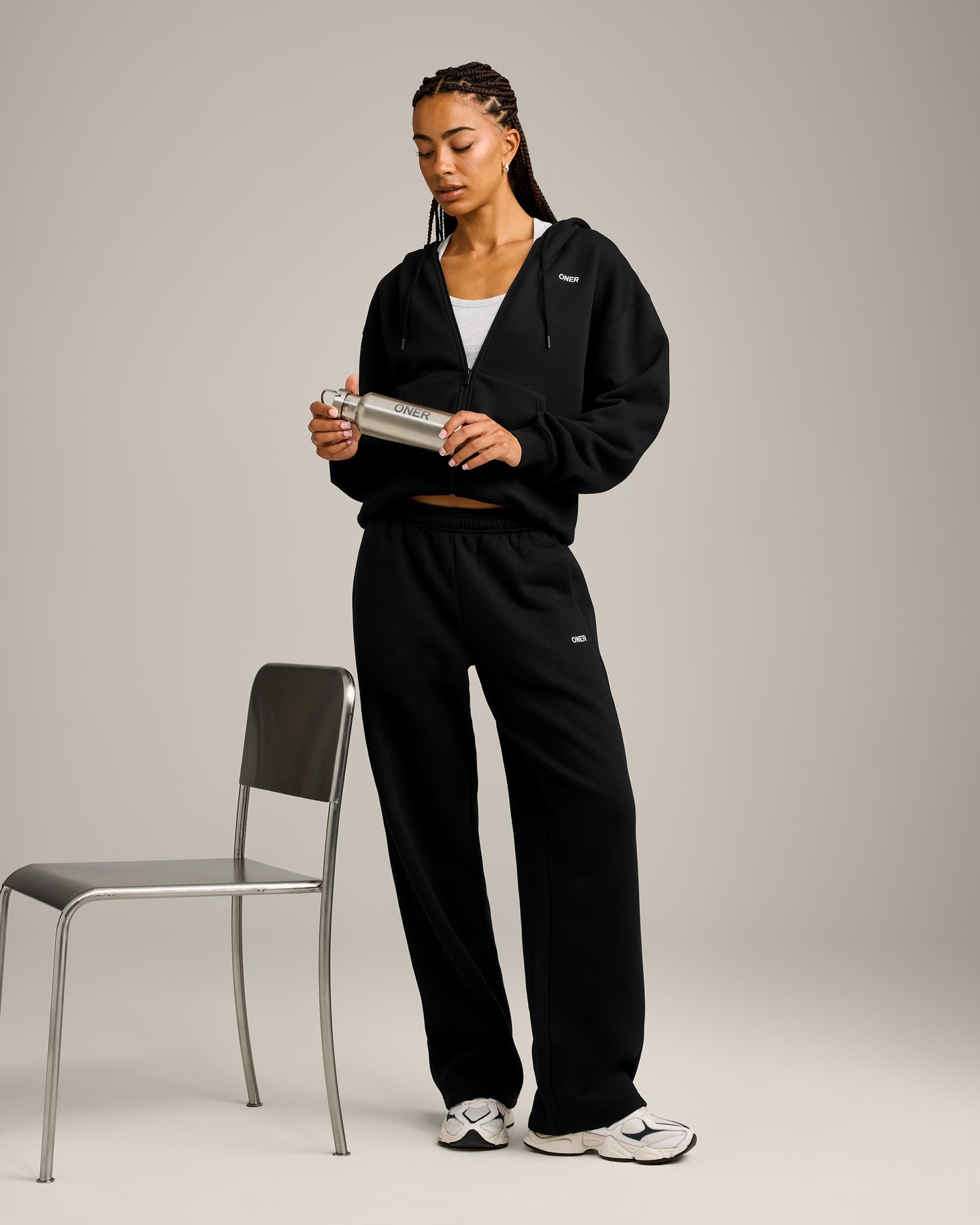 Foundations Cosy Zip Through Hoodie | Black