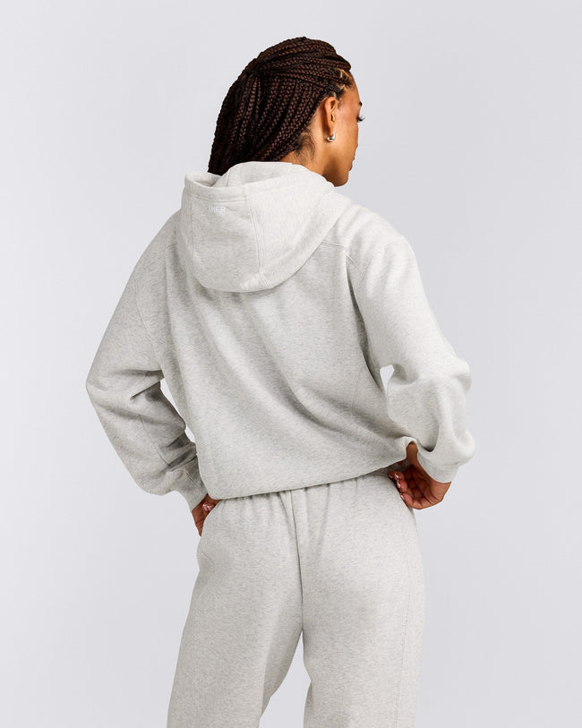 Foundations Cosy Zip Up Hoodie | Light Grey Marl