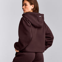 Foundations Cosy Zip Up Hoodie | Plum Brown
