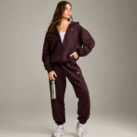 Foundations Cosy Zip Through Hoodie | Plum Brown