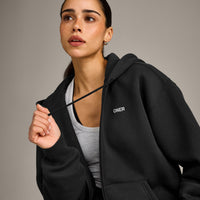 Foundations Cosy Zip Through Hoodie | Soft Black