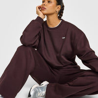 Foundations Crew Neck Sweatshirt with Grey Logo | Plum Brown