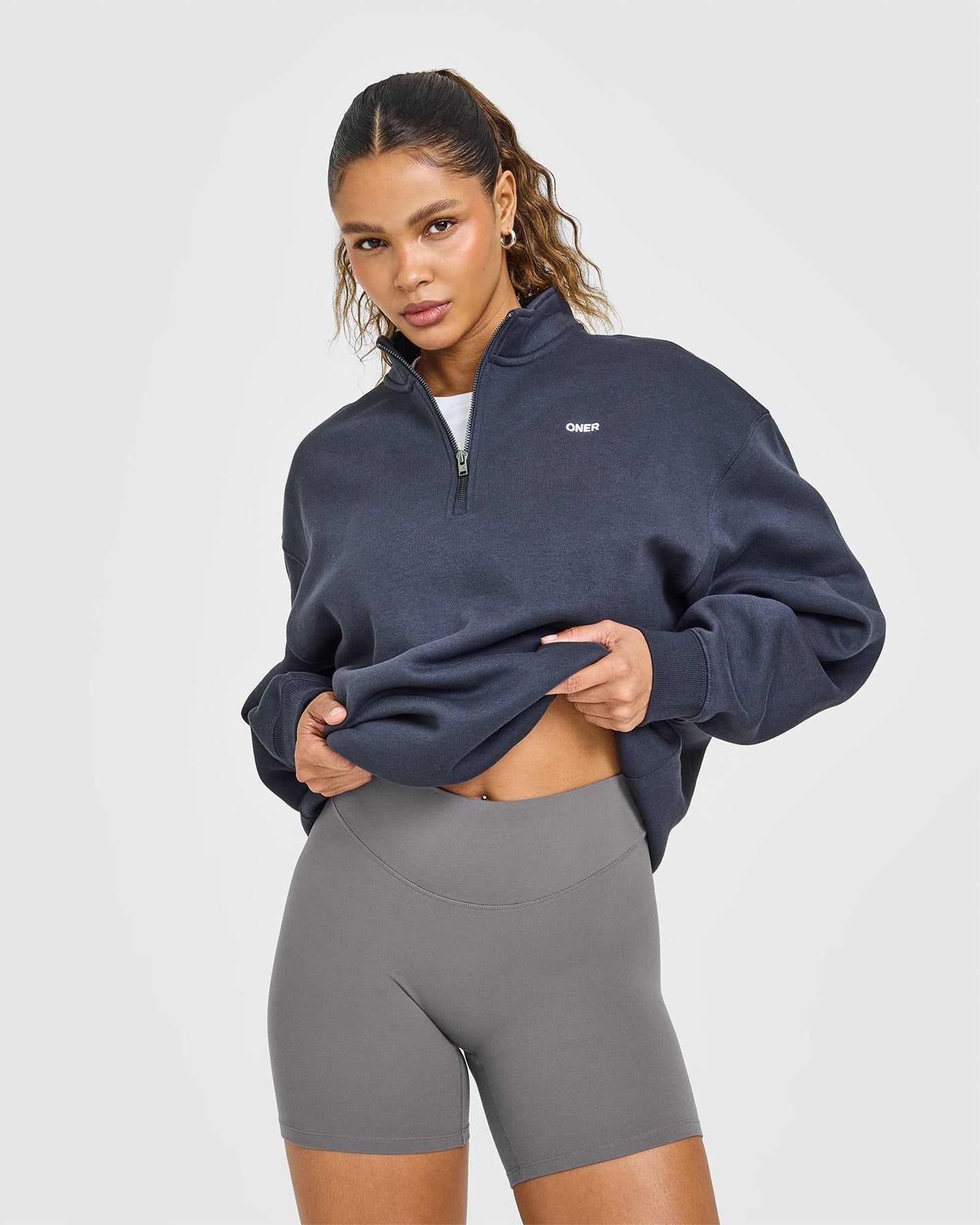 Foundations Oversized 1/4 Zip Sweatshirt | True Blue