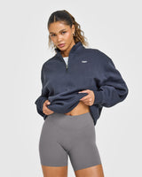 Foundations Oversized 1/4 Zip Sweatshirt | True Blue