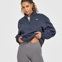 Foundations Oversized 1/4 Zip Sweatshirt | True Blue
