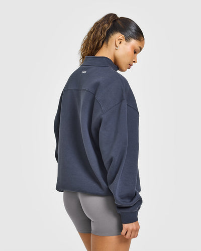 Foundations Oversized 1/4 Zip Sweatshirt | True Blue