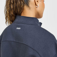 Foundations Oversized 1/4 Zip Sweatshirt | True Blue