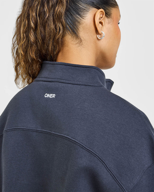 Foundations Oversized 1/4 Zip Sweatshirt | True Blue