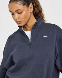 Foundations Oversized 1/4 Zip Sweatshirt | True Blue