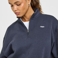Foundations Oversized 1/4 Zip Sweatshirt | True Blue