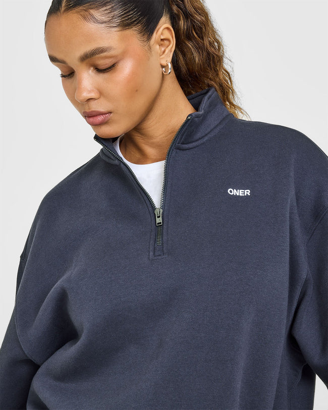 Foundations Oversized 1/4 Zip Sweatshirt | True Blue