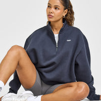 Foundations Oversized 1/4 Zip Sweatshirt | True Blue