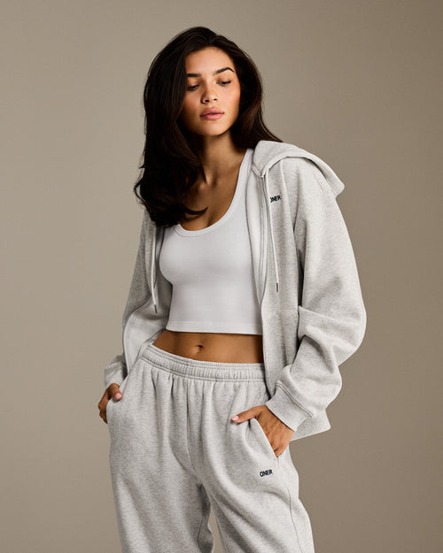 Foundations Oversized Straight Leg Joggers | Light Grey Marl