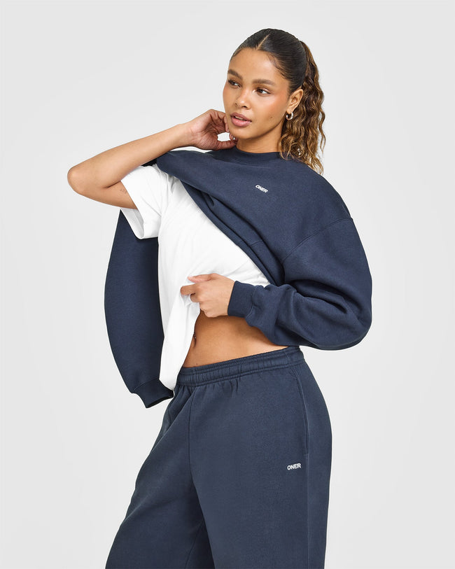 Foundations Oversized Straight Leg Joggers | True Blue