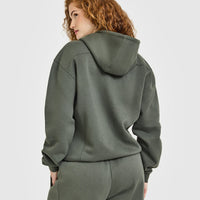 Foundations Zip Through Hoodie | Dark Khaki