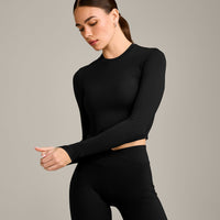 Mellow™ Motion Crew Neck Long Sleeve Mid Top | Black