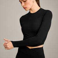 Mellow™ Motion Crew Neck Long Sleeve Mid Top | Black