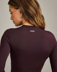 Mellow™ Motion Crew Neck Long Sleeve Mid Top | Plum Brown
