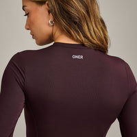 Mellow™ Motion Crew Neck Long Sleeve Mid Top | Plum Brown