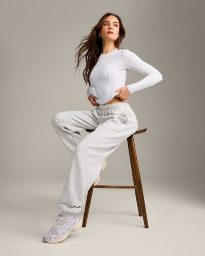 Mellow™ Motion Crew Neck Long Sleeve Top | White