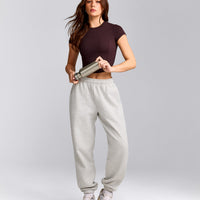 Mellow™ Motion Crew Neck Mid Top | Plum Brown