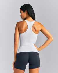 Mellow™ Rib Racer Back Vest with Built in Bra Shelf | Light Grey Marl