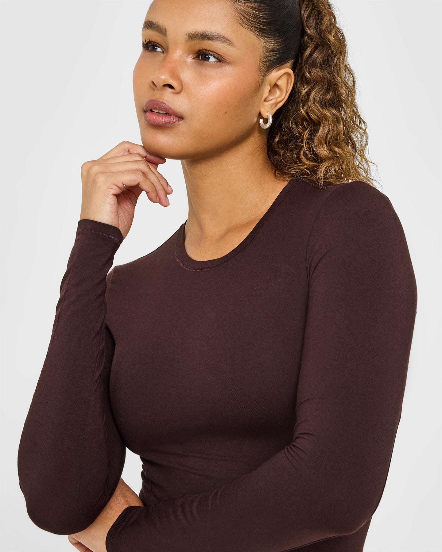 Mellow™ Soft Mid Long Sleeve Top | Plum Brown