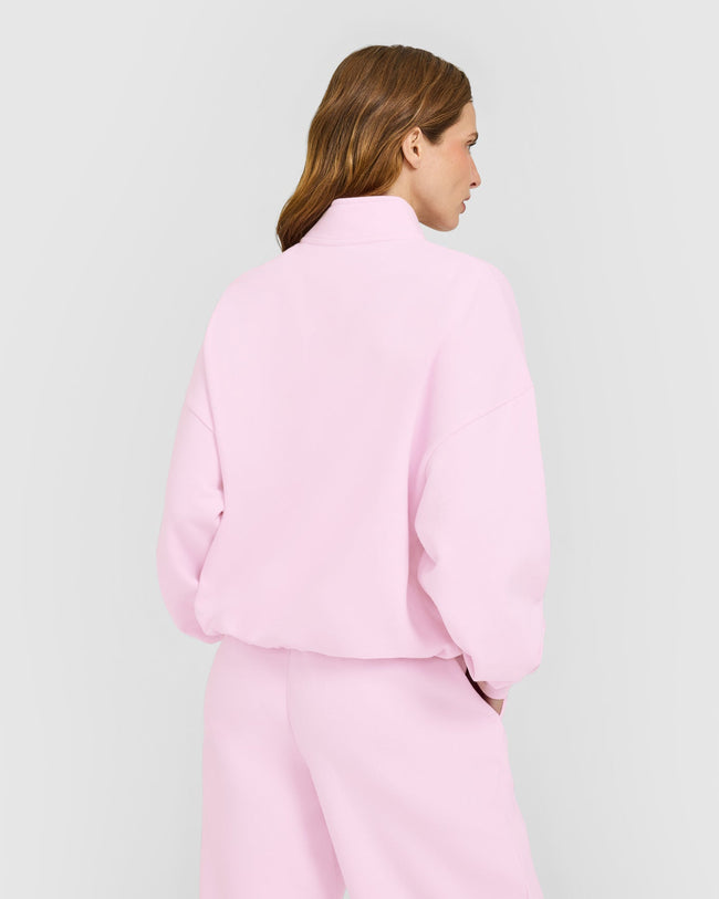Mid Weight 1/4 Zip Sweatshirt | Chalk Pink