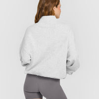 Mid Weight 1/4 Zip Sweatshirt | Light Grey Marl