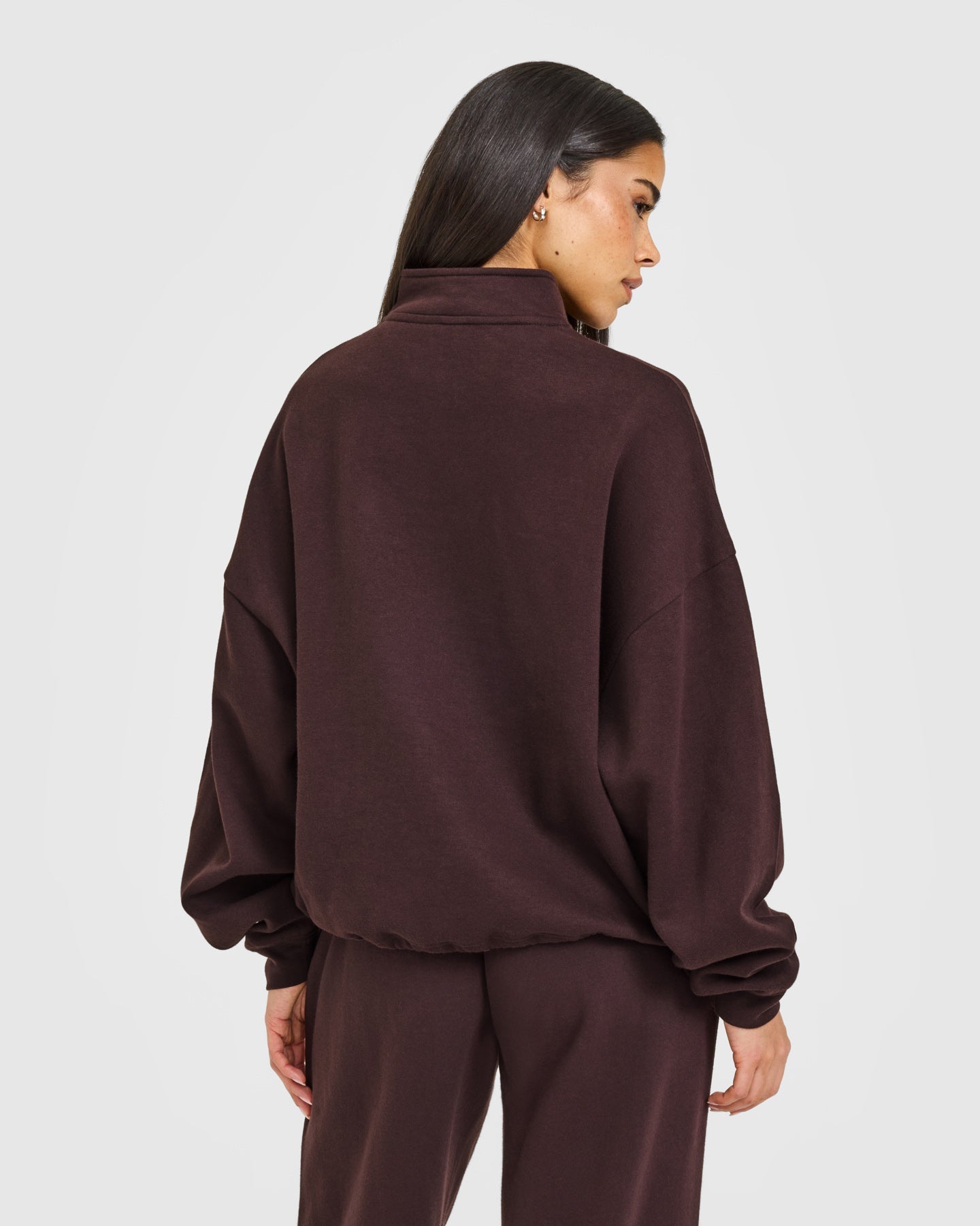 Mid Weight 1/4 Zip Sweatshirt | Plum Brown