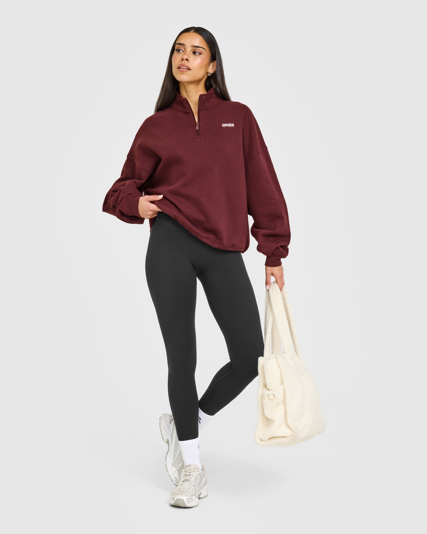 Mid Weight 1/4 Zip Sweatshirt | Rosewood