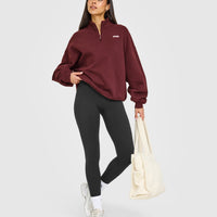 Mid Weight 1/4 Zip Sweatshirt | Rosewood