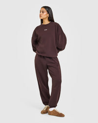 Mid Weight Relaxed Joggers | Plum Brown